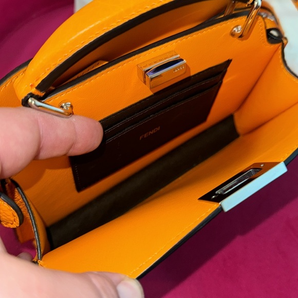 Fendi Cuoio Romano Vitello Cover Bi-Color Peekaboo I See U X Cross Satchel - Picture 12 of 16